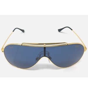 RAY-BAN WINGS RB3597 Shield Sunglasses Dark Blue/Gold (NEW) $200 MSRP
